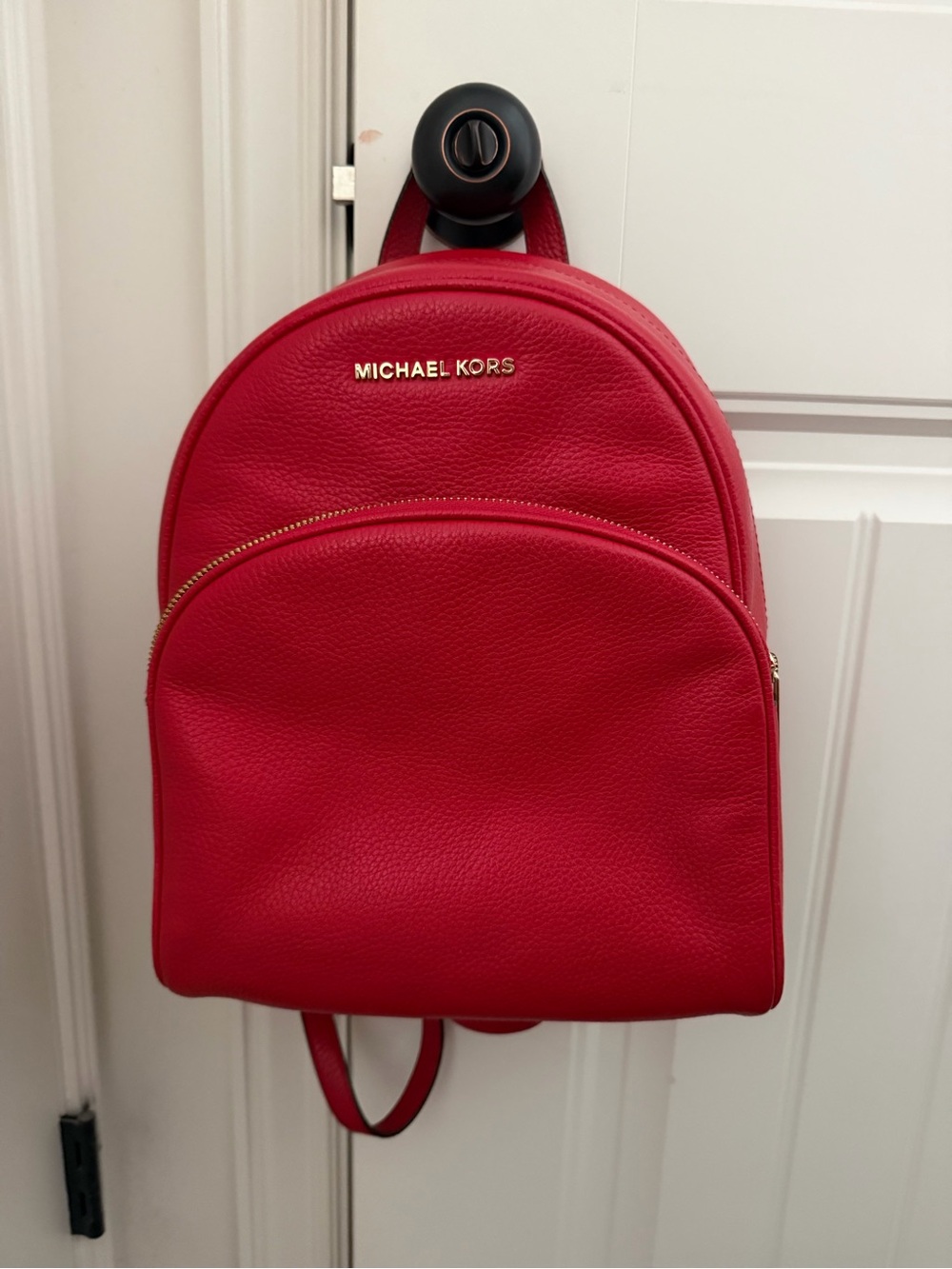 Michael Kors Cherry Red Pebbled Leather Mini Backpack